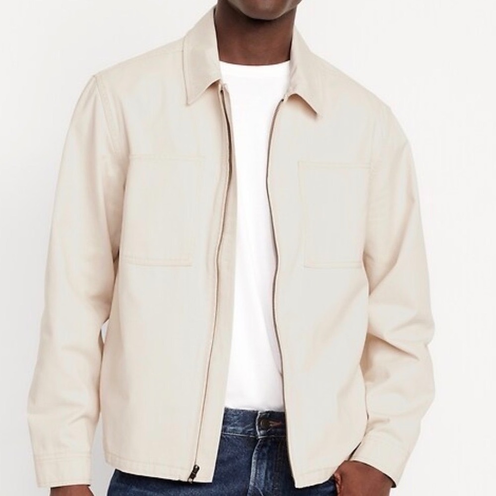 Old Navy Workwear Zip Shacket Wish Bone Beige